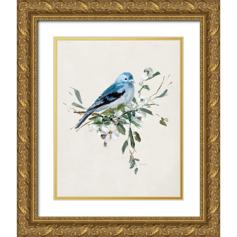 Bluebird Happy I Gold Ornate Wood Framed Art Print with Double Matting by Swatland, Sally