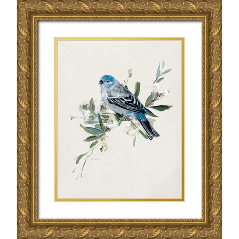 Bluebird Happy II Gold Ornate Wood Framed Art Print with Double Matting by Swatland, Sally
