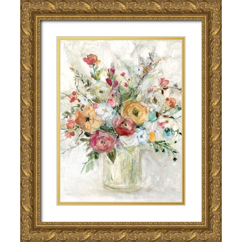 Contemporary Bouquet Gold Ornate Wood Framed Art Print with Double Matting by Robinson, Carol