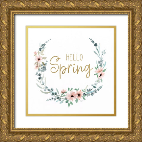 Hello Spring Gold Ornate Wood Framed Art Print with Double Matting by Nan