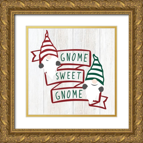 Gnome Sweet Gnome Gold Ornate Wood Framed Art Print with Double Matting by Carpentieri, Natalie