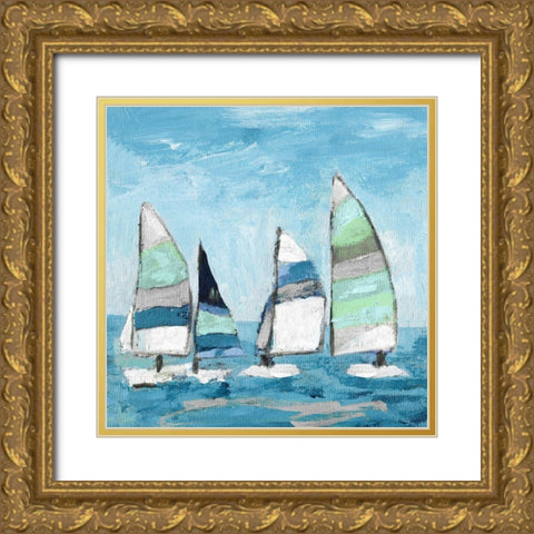 Seaglass Sails I Gold Ornate Wood Framed Art Print with Double Matting by Craven, Katrina