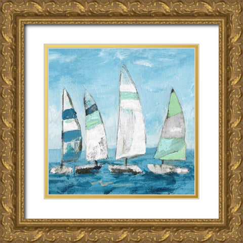 Seaglass Sails II Gold Ornate Wood Framed Art Print with Double Matting by Craven, Katrina