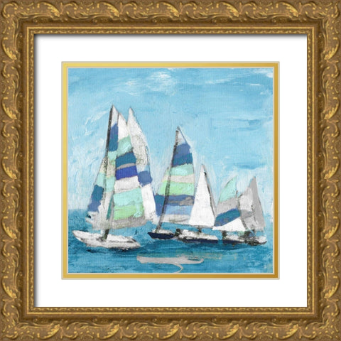 Seaglass Sails III Gold Ornate Wood Framed Art Print with Double Matting by Craven, Katrina