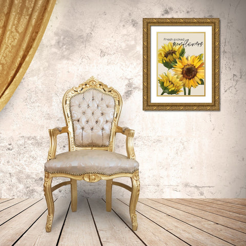 Fresh Picked Sunflowers Gold Ornate Wood Framed Art Print with Double Matting by Knutsen, Conrad