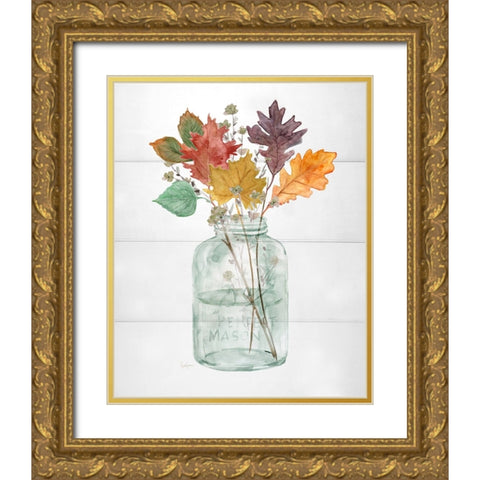 Harvest Home Leaves II Gold Ornate Wood Framed Art Print with Double Matting by Finn, Livi