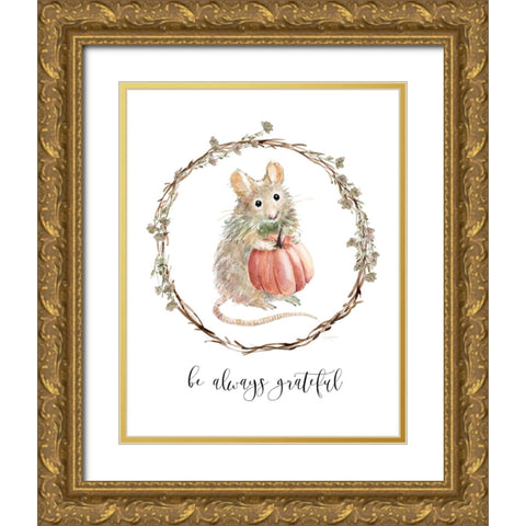 Harvest Home Mouse Gold Ornate Wood Framed Art Print with Double Matting by Finn, Livi