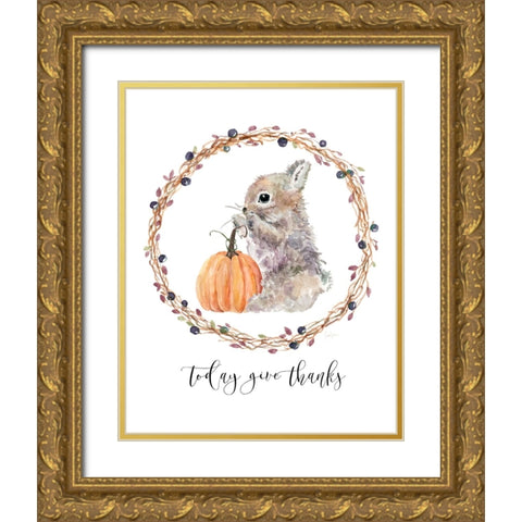 Harvest Home Bunny Gold Ornate Wood Framed Art Print with Double Matting by Finn, Livi