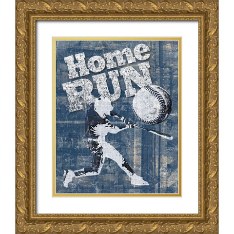 Home Run Hitter Gold Ornate Wood Framed Art Print with Double Matting by Craven, Katrina