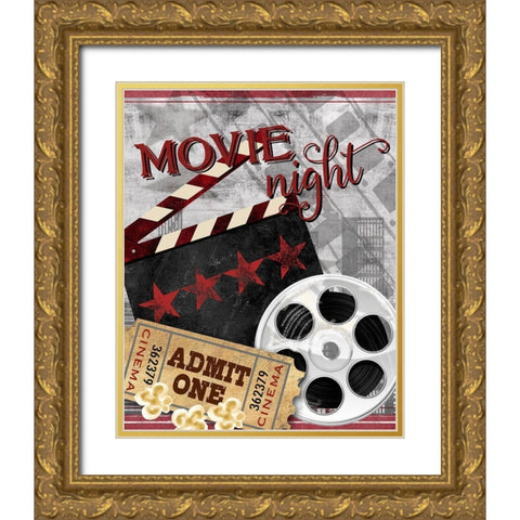Movie Night II Gold Ornate Wood Framed Art Print with Double Matting by Knutsen, Conrad