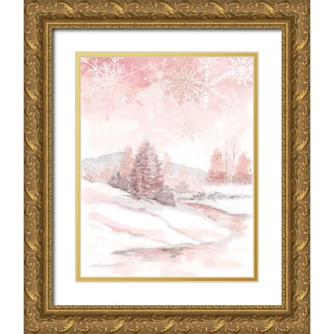 Blush Winter Gold Ornate Wood Framed Art Print with Double Matting by Nan