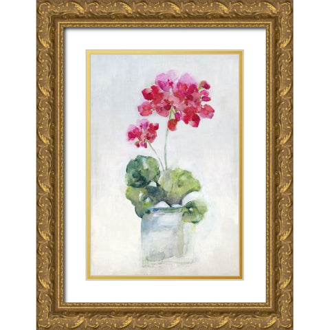 Soft Geranium II Gold Ornate Wood Framed Art Print with Double Matting by Swatland, Sally