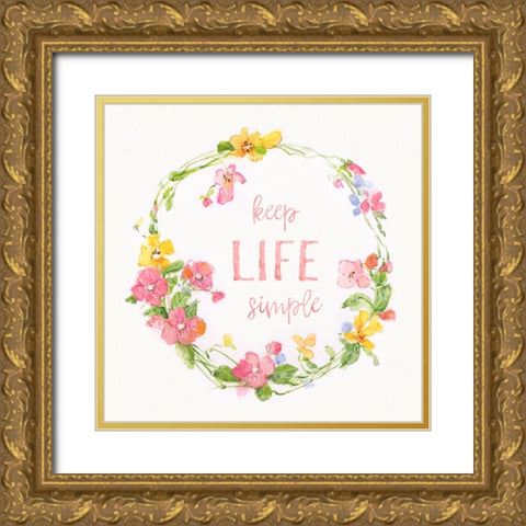 Springtime Wreath II Gold Ornate Wood Framed Art Print with Double Matting by Swatland, Sally