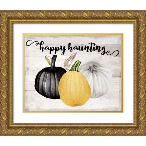 Happy Haunting Gold Ornate Wood Framed Art Print with Double Matting by Santiago, Daniela