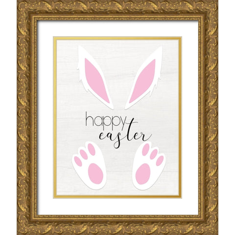 Happy Easter Gold Ornate Wood Framed Art Print with Double Matting by CAD Designs