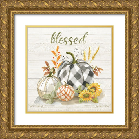 Blessed Pumpkins Gold Ornate Wood Framed Art Print with Double Matting by Nan