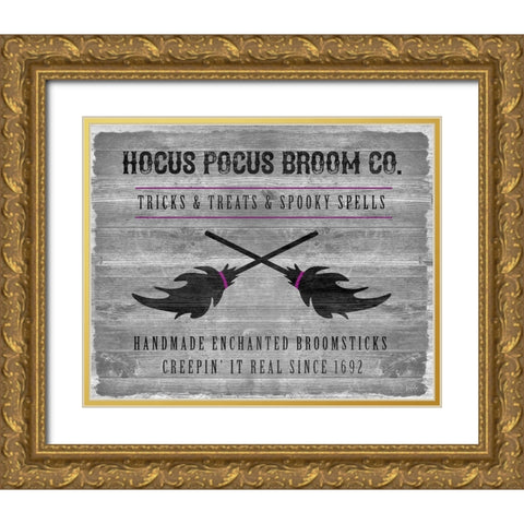 Hocus Pocus Broom Company Gold Ornate Wood Framed Art Print with Double Matting by Carpentieri, Natalie