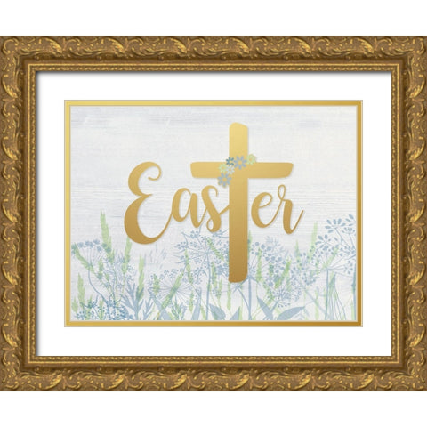 Easter Wildflowers Gold Ornate Wood Framed Art Print with Double Matting by Jill, Susan