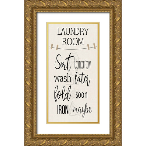 Laundry Room Gold Ornate Wood Framed Art Print with Double Matting by CAD Designs