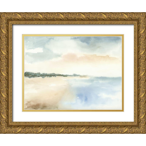 Simple Sea Gold Ornate Wood Framed Art Print with Double Matting by Nan