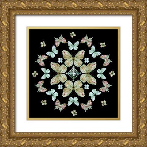 Butterfly Kaleidoscope Gold Ornate Wood Framed Art Print with Double Matting by Robinson, Carol