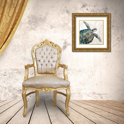 Neutral Sea Turtle I Gold Ornate Wood Framed Art Print with Double Matting by Robinson, Carol