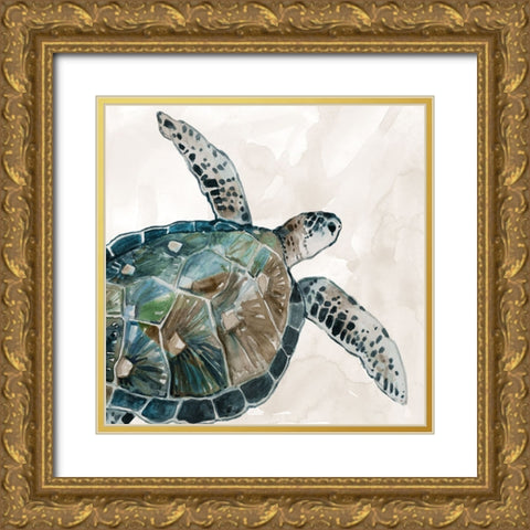 Neutral Sea Turtle I Gold Ornate Wood Framed Art Print with Double Matting by Robinson, Carol
