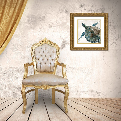 Neutral Sea Turtle II Gold Ornate Wood Framed Art Print with Double Matting by Robinson, Carol