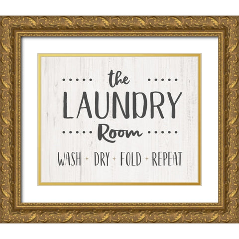 The Laundry Room Gold Ornate Wood Framed Art Print with Double Matting by CAD Designs