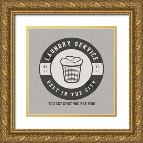 Best In The City Laundry Gold Ornate Wood Framed Art Print with Double Matting by CAD Designs