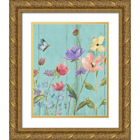 Wildflower Flutter III Gold Ornate Wood Framed Art Print with Double Matting by Nan
