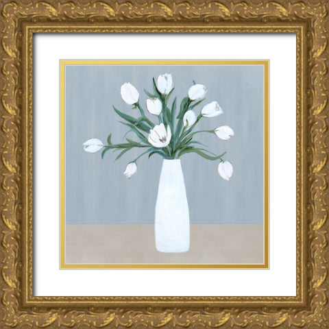 Milk Glass Arrangement II Gold Ornate Wood Framed Art Print with Double Matting by Dunlap, Marilyn