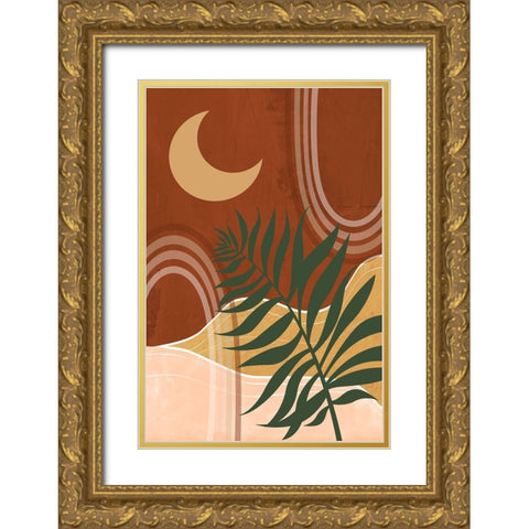Sedona Moon and Palm Gold Ornate Wood Framed Art Print with Double Matting by Santiago, Daniela