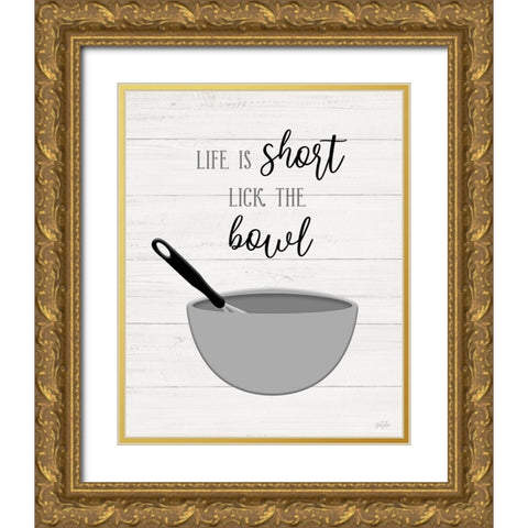 Lick the Bowl Gold Ornate Wood Framed Art Print with Double Matting by Carpentieri, Natalie