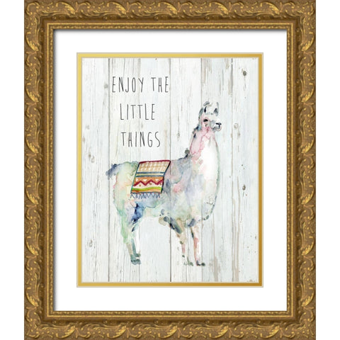 Llama Little Things Gold Ornate Wood Framed Art Print with Double Matting by Finn, Livi