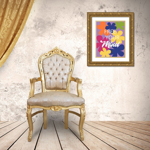 Free Your Mind Gold Ornate Wood Framed Art Print with Double Matting by Santiago, Daniela