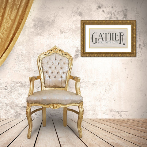 Gather With Love Gold Ornate Wood Framed Art Print with Double Matting by CAD Designs