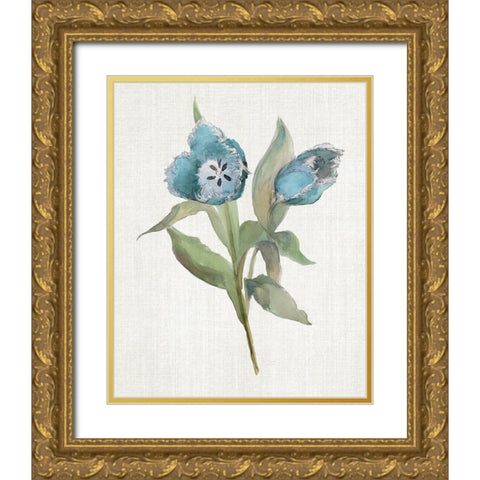 Blue Tulip Picks I Gold Ornate Wood Framed Art Print with Double Matting by Troise Heidel, Theresa
