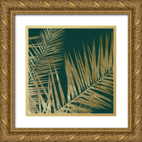 Emerald and Gold I Gold Ornate Wood Framed Art Print with Double Matting by Craven, Katrina