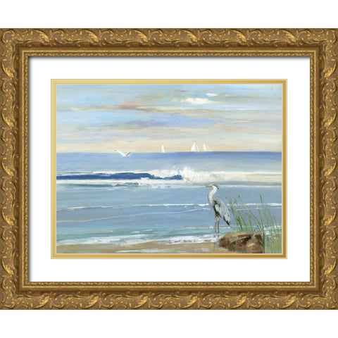 Sunrise Bay Gold Ornate Wood Framed Art Print with Double Matting by Swatland, Sally