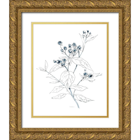 Indigo Sketch I Gold Ornate Wood Framed Art Print with Double Matting by Robinson, Carol