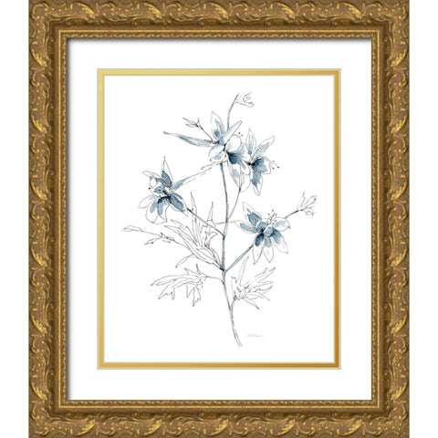 Indigo Sketch II Gold Ornate Wood Framed Art Print with Double Matting by Robinson, Carol