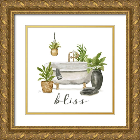 Bathtub Bliss Gold Ornate Wood Framed Art Print with Double Matting by Nan