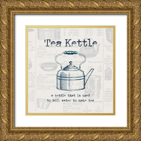 Tea Kettle Gold Ornate Wood Framed Art Print with Double Matting by Jill, Susan