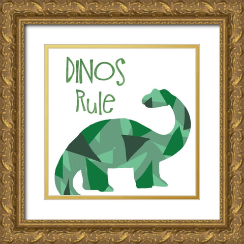 Dinos Rule Gold Ornate Wood Framed Art Print with Double Matting by Santiago, Daniela