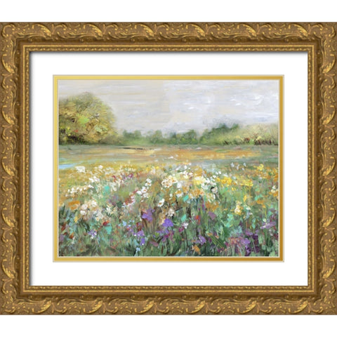 Country Meadow Gold Ornate Wood Framed Art Print with Double Matting by Swatland, Sally