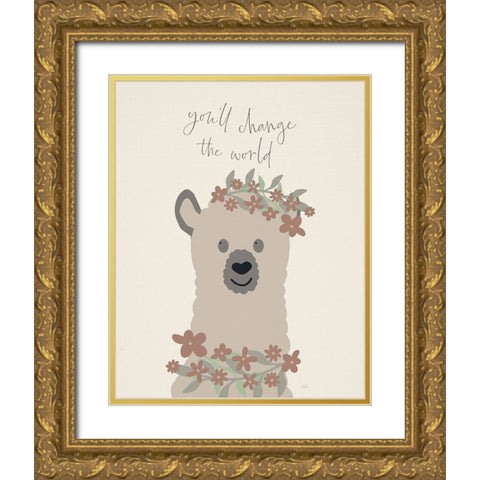 Change The World Gold Ornate Wood Framed Art Print with Double Matting by Carpentieri, Natalie