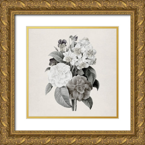 Neutral Botanical Camelias Gold Ornate Wood Framed Art Print with Double Matting by Robinson, Carol