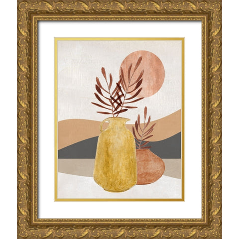 Adobe Moon I Gold Ornate Wood Framed Art Print with Double Matting by Tava Studios