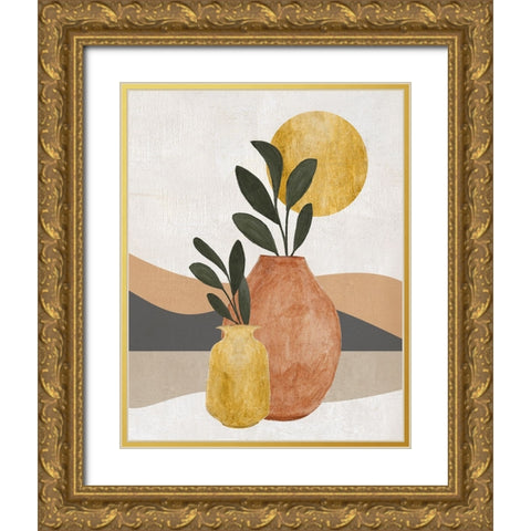 Adobe Moon II Gold Ornate Wood Framed Art Print with Double Matting by Tava Studios